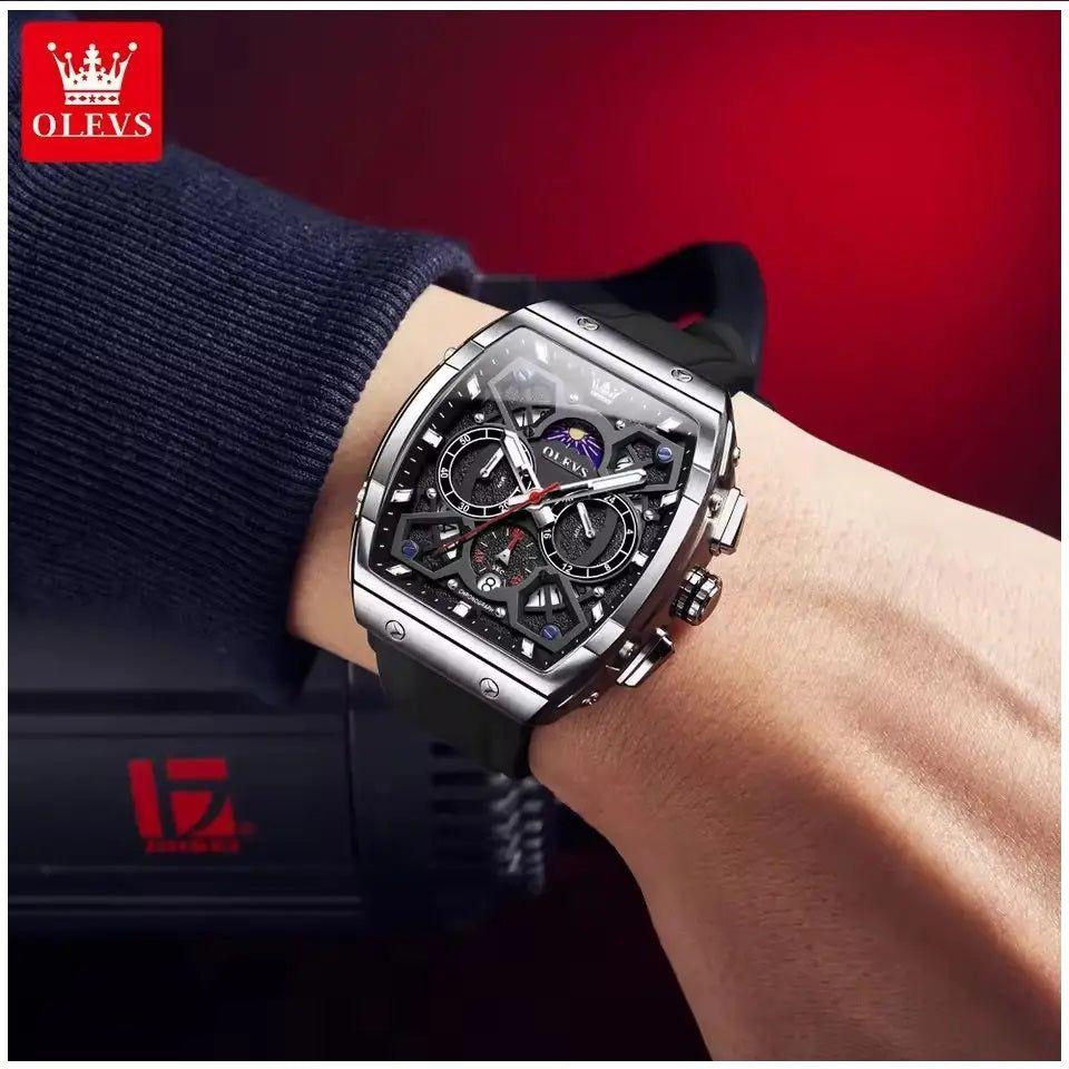 Reloj de Hombre Deportivo Elegante Fase Lunar Cronógrafo Dual Time-5