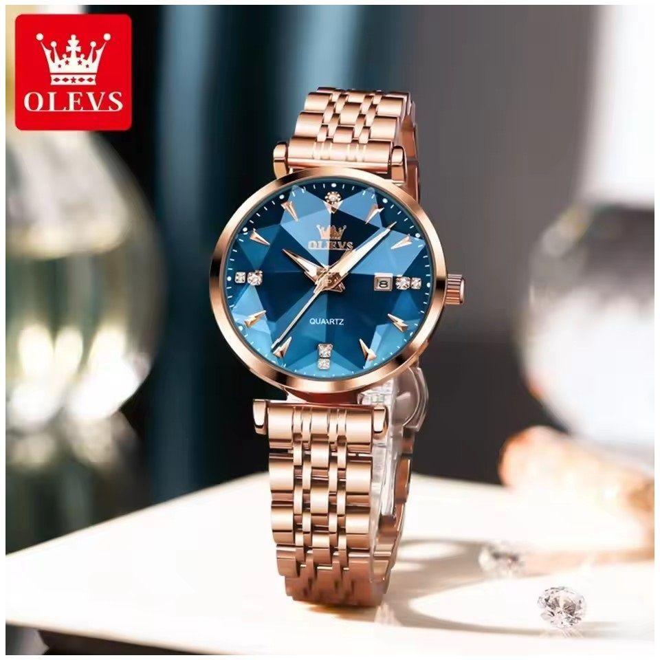 Reloj de Cuarzo para Mujer Esfera Esmeralda Detalles de Cristal Correa Acero Inoxidable-2