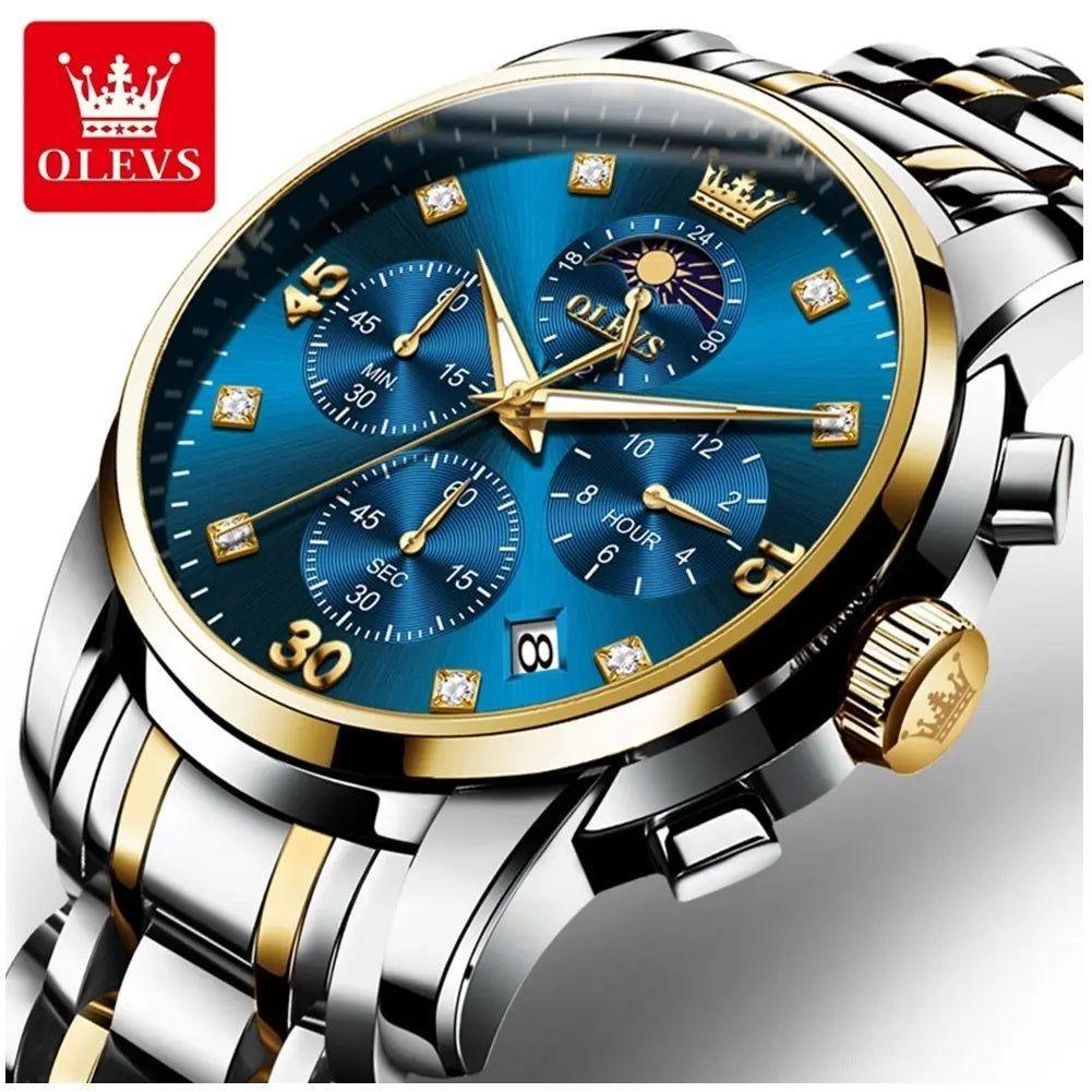 Reloj Hombre Lujo Deportivo y Elegante con Cronógrafo Fase Lunar-3