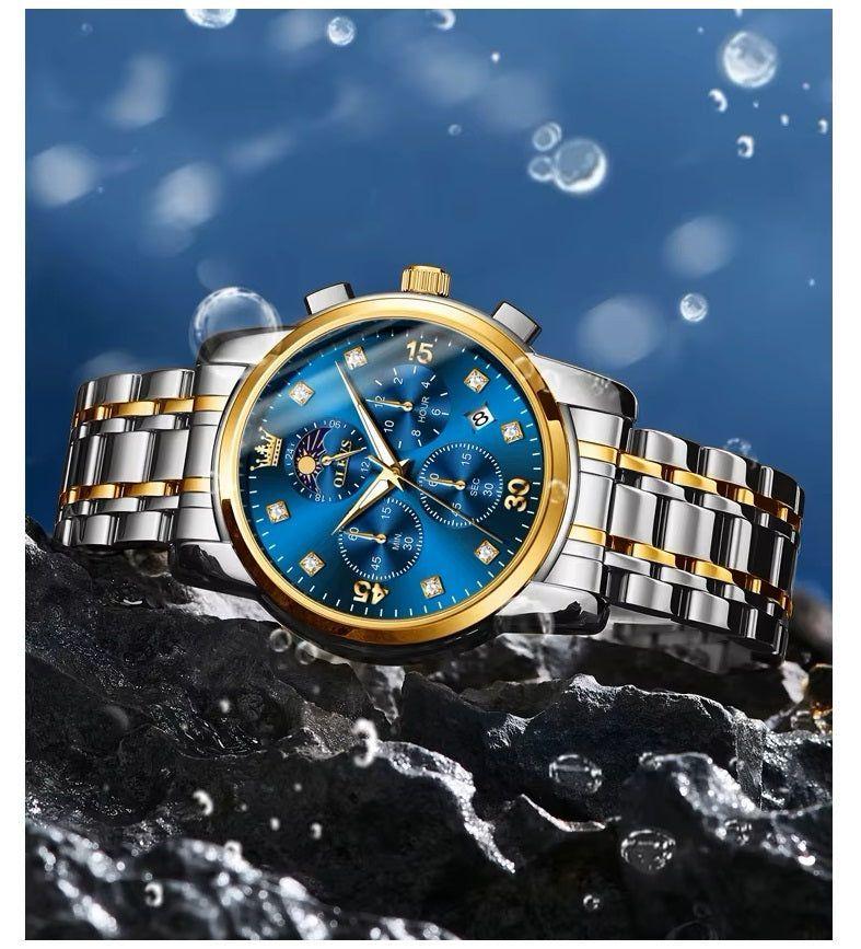 Reloj Hombre Lujo Deportivo y Elegante con Cronógrafo Fase Lunar-4