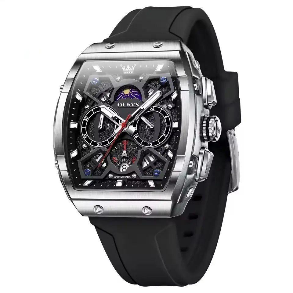 Reloj de Hombre Deportivo Elegante Fase Lunar, Cronógrafo, Dual Time-0