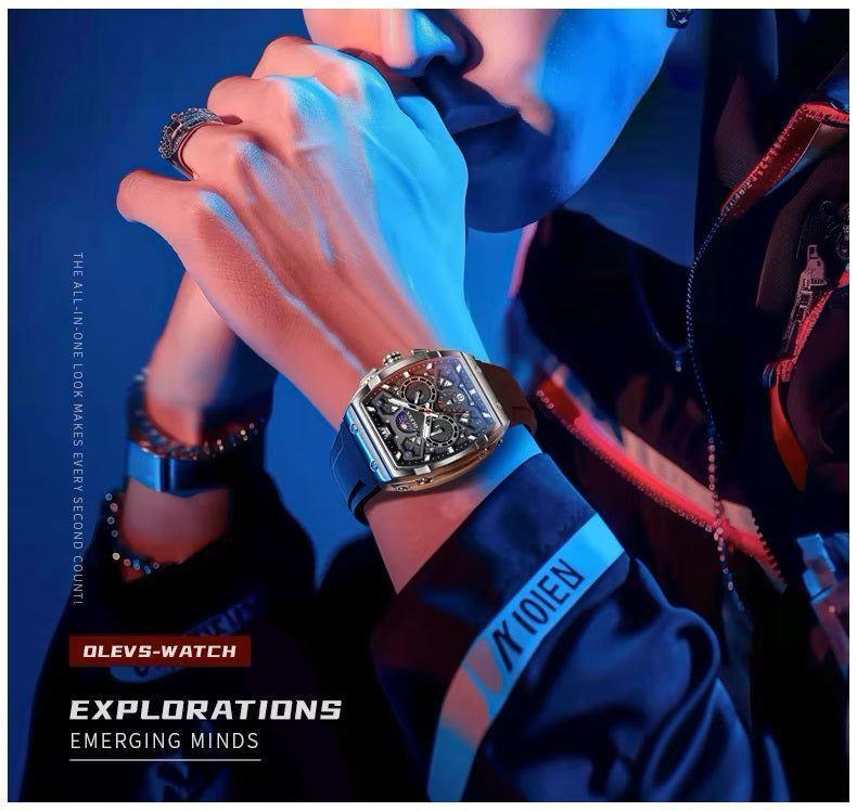 Reloj de Hombre Deportivo Elegante Fase Lunar, Cronógrafo, Dual Time-3