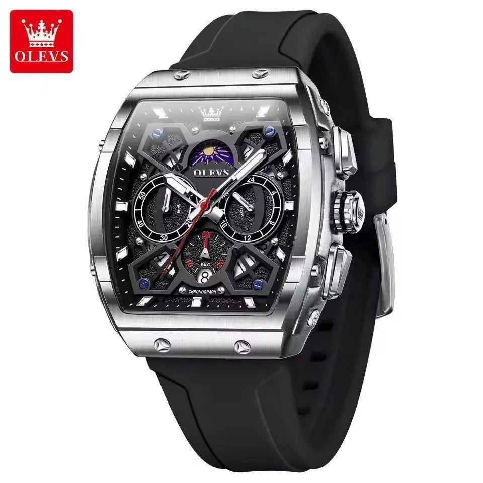 Reloj de Hombre Deportivo Elegante Fase Lunar, Cronógrafo, Dual Time-4