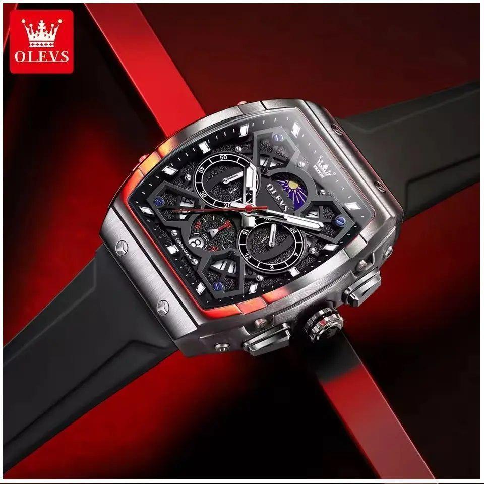 Reloj de Hombre Deportivo Elegante Fase Lunar, Cronógrafo, Dual Time-5