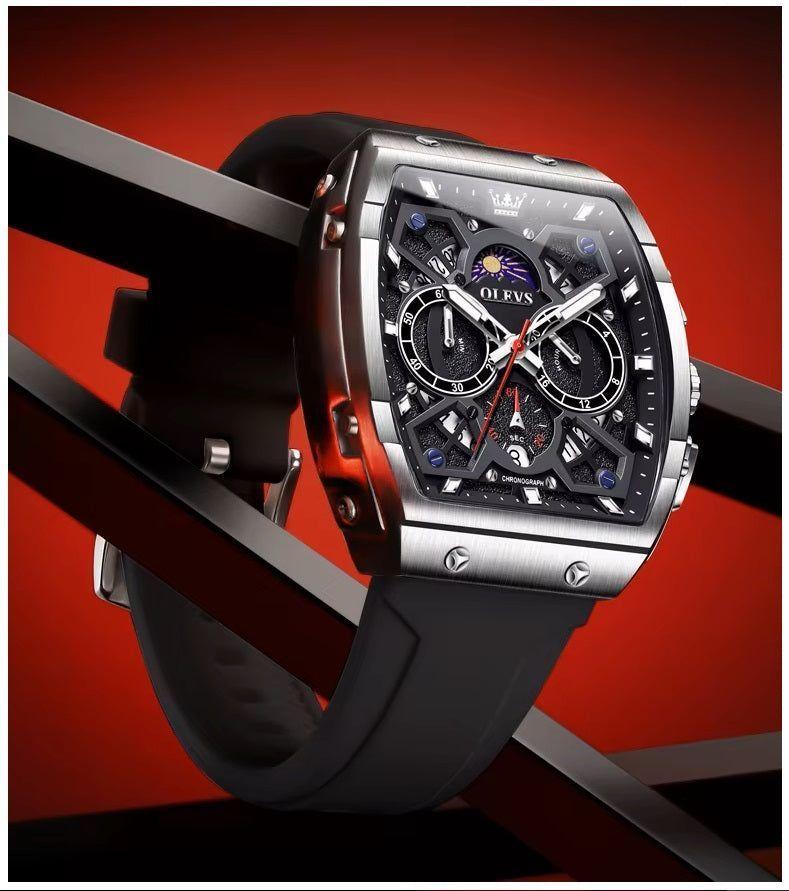 Reloj de Hombre Deportivo Elegante Fase Lunar, Cronógrafo, Dual Time-6