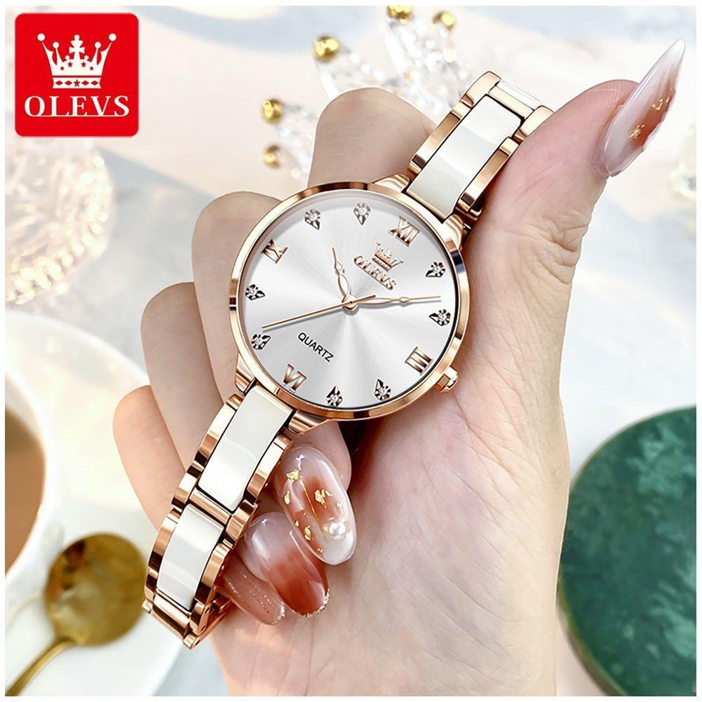 Reloj de Mujer Elegante de Cuarzo Correa de Cerámica Acero Inoxidable-3