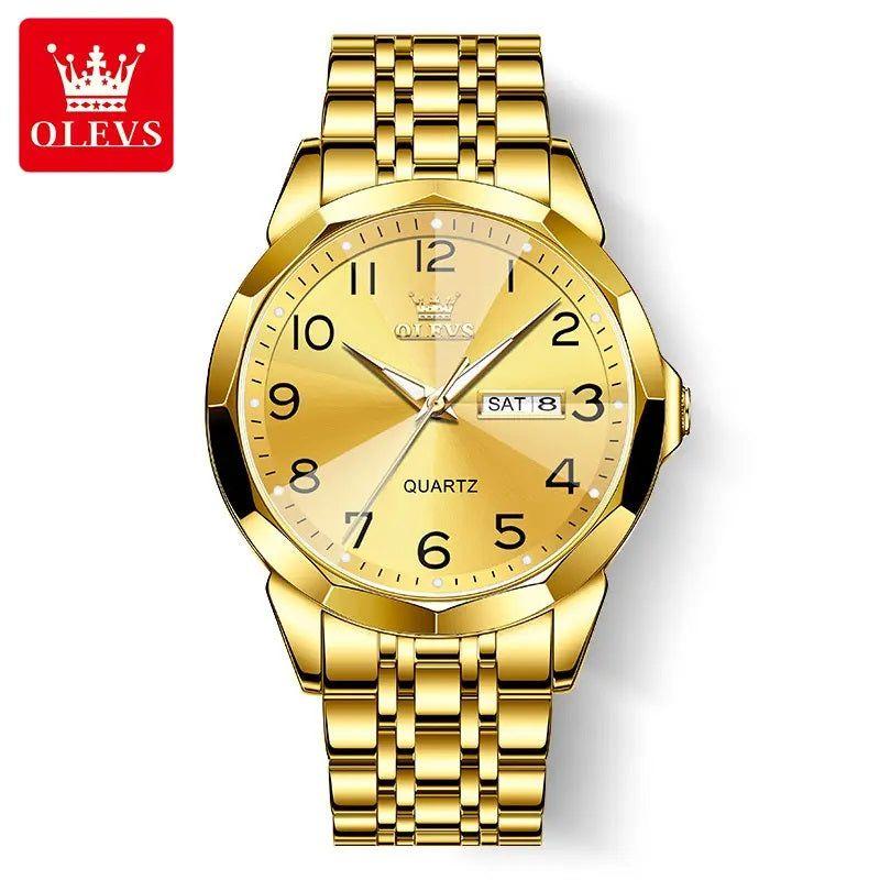 Reloj Dorado de Acero Inoxidable para Hombre Estilo Lujo y Deportivo-3