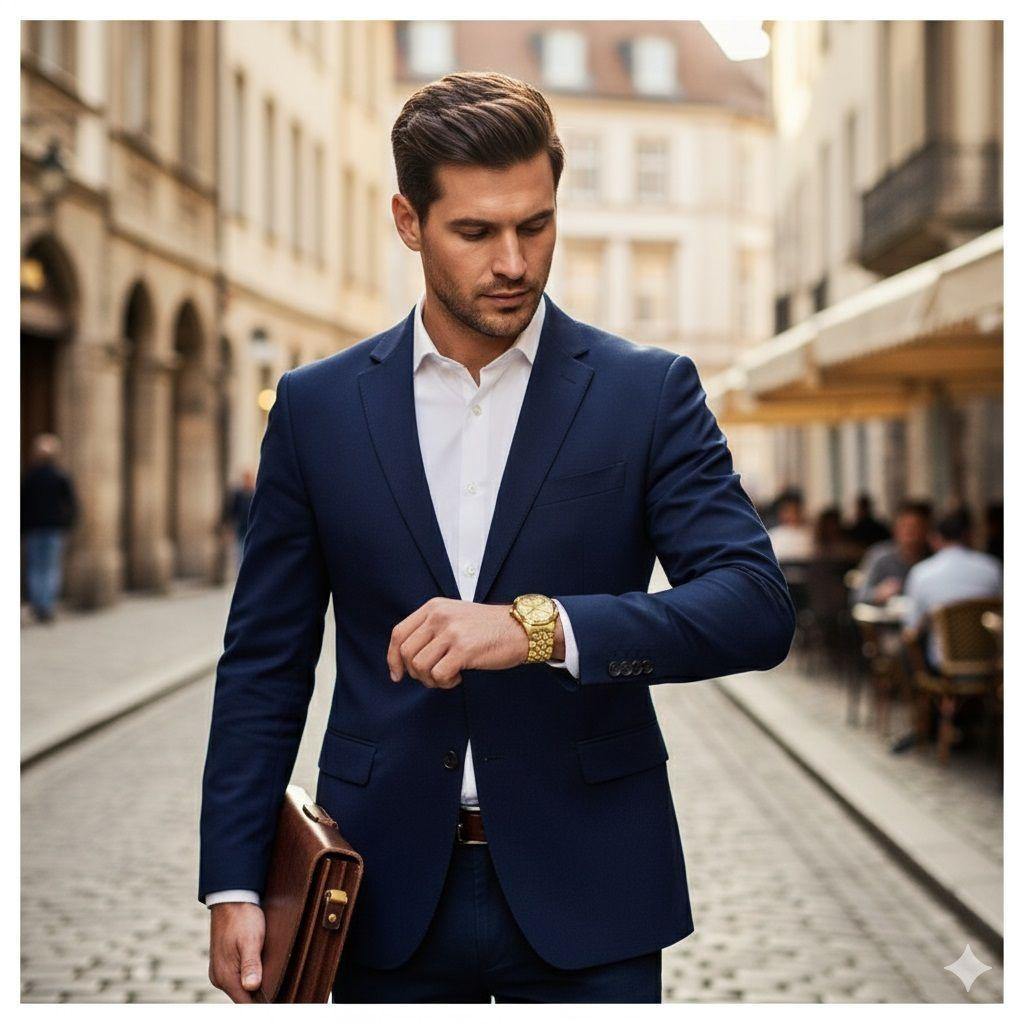 Reloj Dorado de Acero Inoxidable para Hombre Estilo Lujo y Deportivo-5