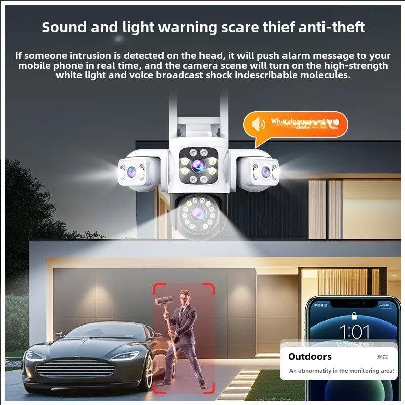 Cámara de Seguridad WiFi Exterior 12MP con Triple Lente, Visión Nocturna en Color y Seguimiento-3