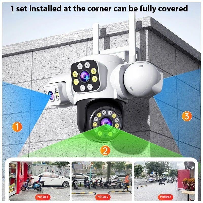 Cámara de Seguridad WiFi Exterior 12MP con Triple Lente, Visión Nocturna en Color y Seguimiento-4