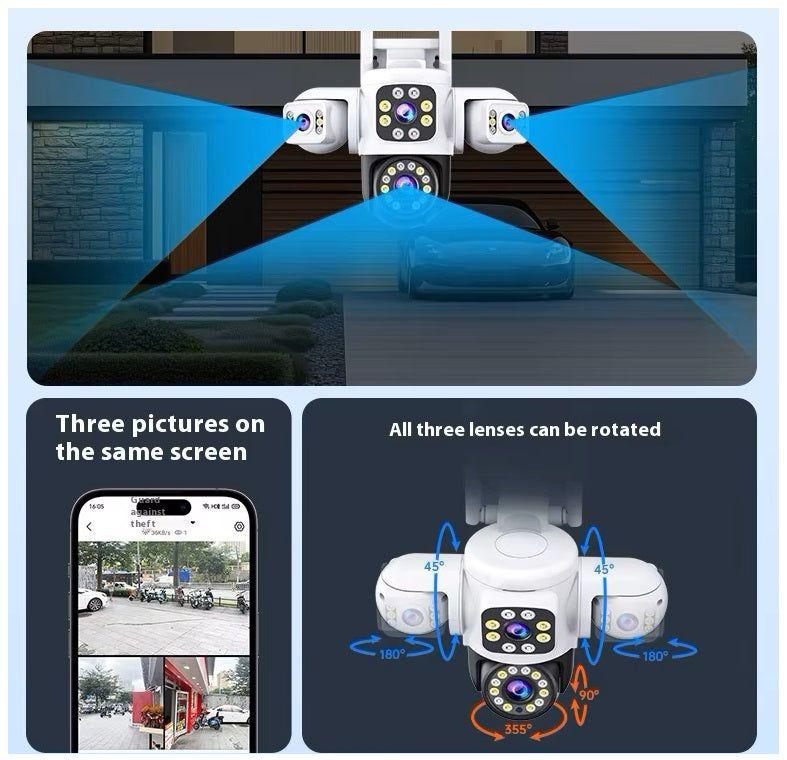 Cámara de Seguridad WiFi Exterior 12MP con Triple Lente, Visión Nocturna en Color y Seguimiento-5