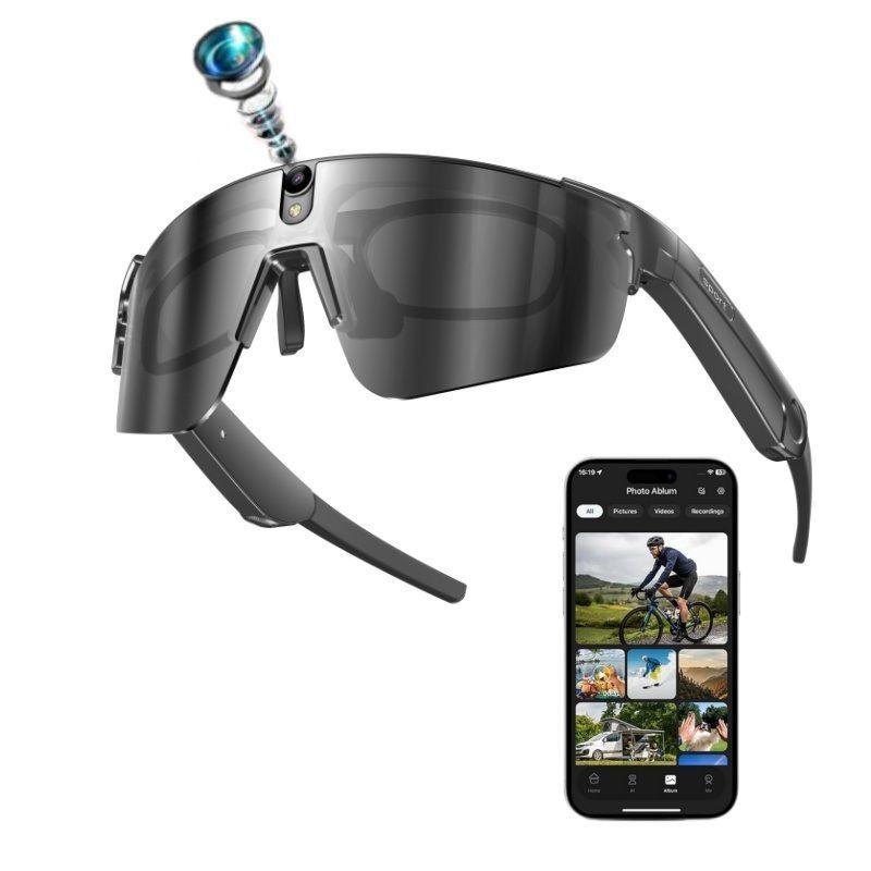 Gafas Inteligentes con IA 1080P Cámara 8MP, Traducción en Tiempo Real, Bluetooth 5.4, Uso Deportivo-0