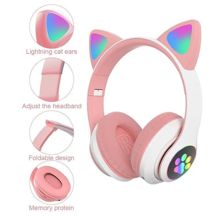 Audífonos inalámbricos Bluetooth RGB Orejas gato-1