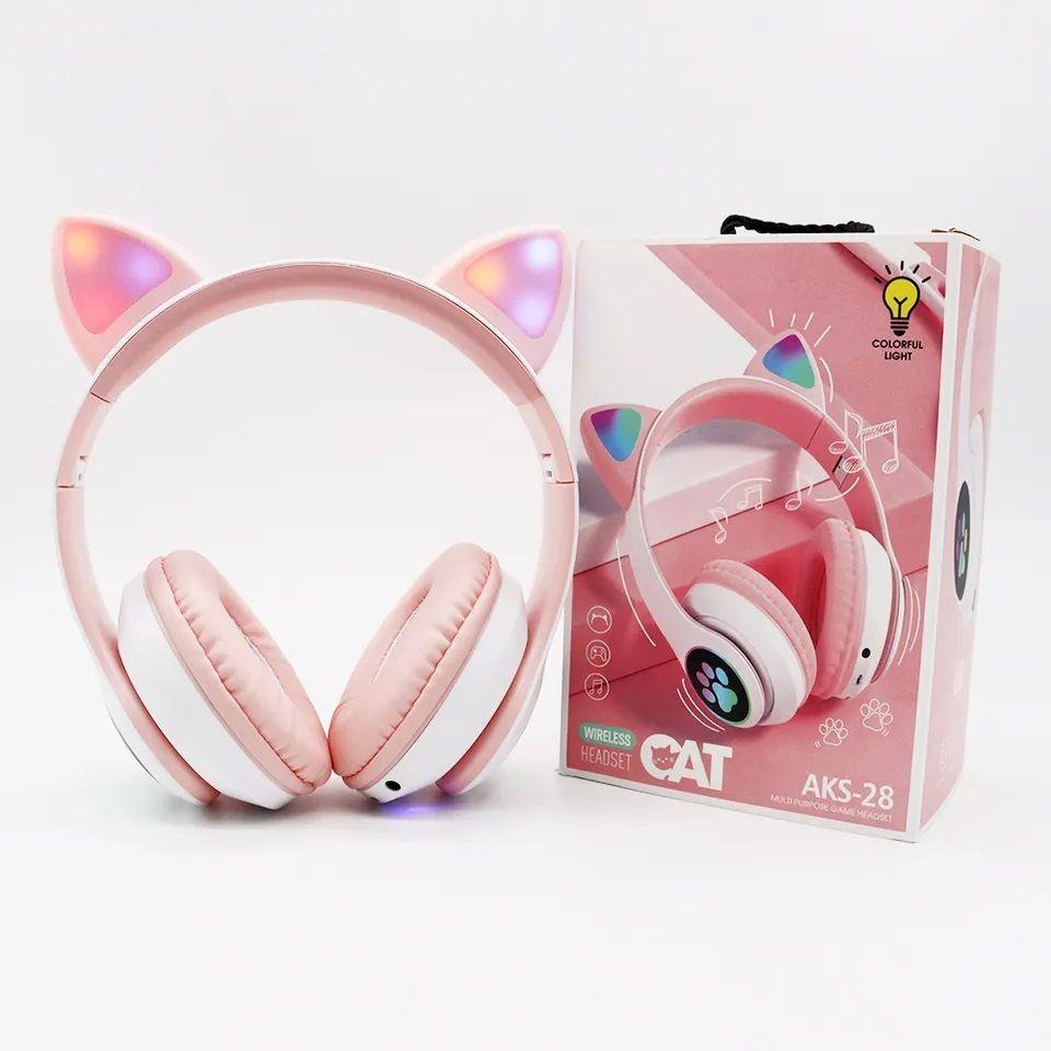 Audífonos inalámbricos Bluetooth RGB Orejas gato-5