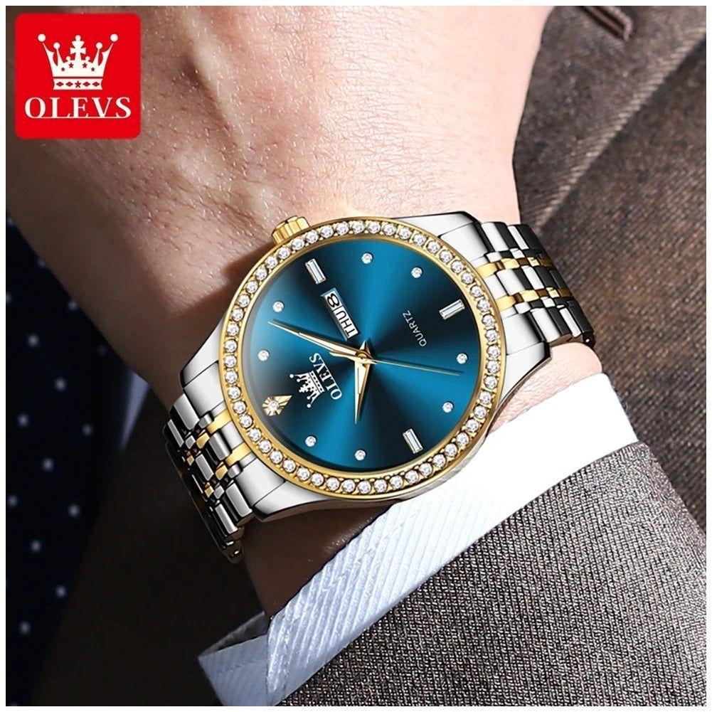 Reloj de Lujo para Hombre Diseño Clásico y Esfera Azul Real Acero Inoxidable Movimiento de Cuarzo-1