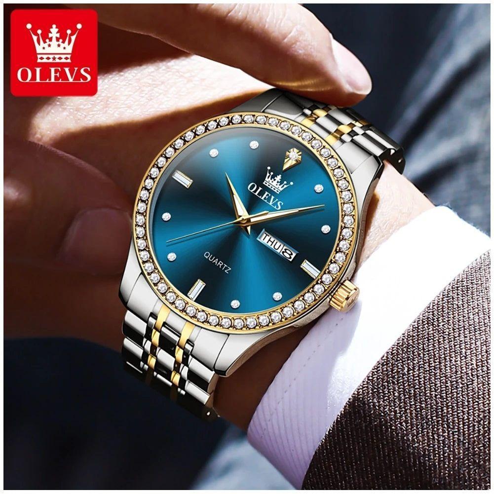 Reloj de Lujo para Hombre Diseño Clásico y Esfera Azul Real Acero Inoxidable Movimiento de Cuarzo-2