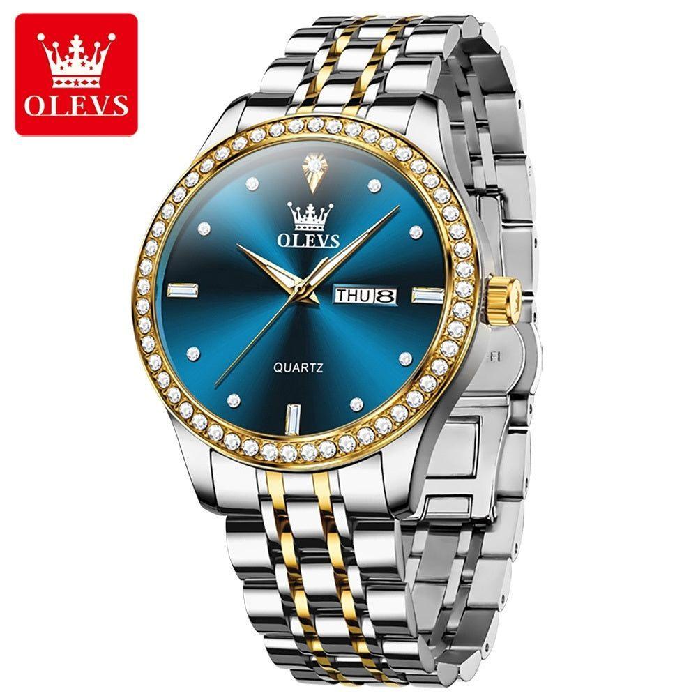 Reloj de Lujo para Hombre Diseño Clásico y Esfera Azul Real Acero Inoxidable Movimiento de Cuarzo-4