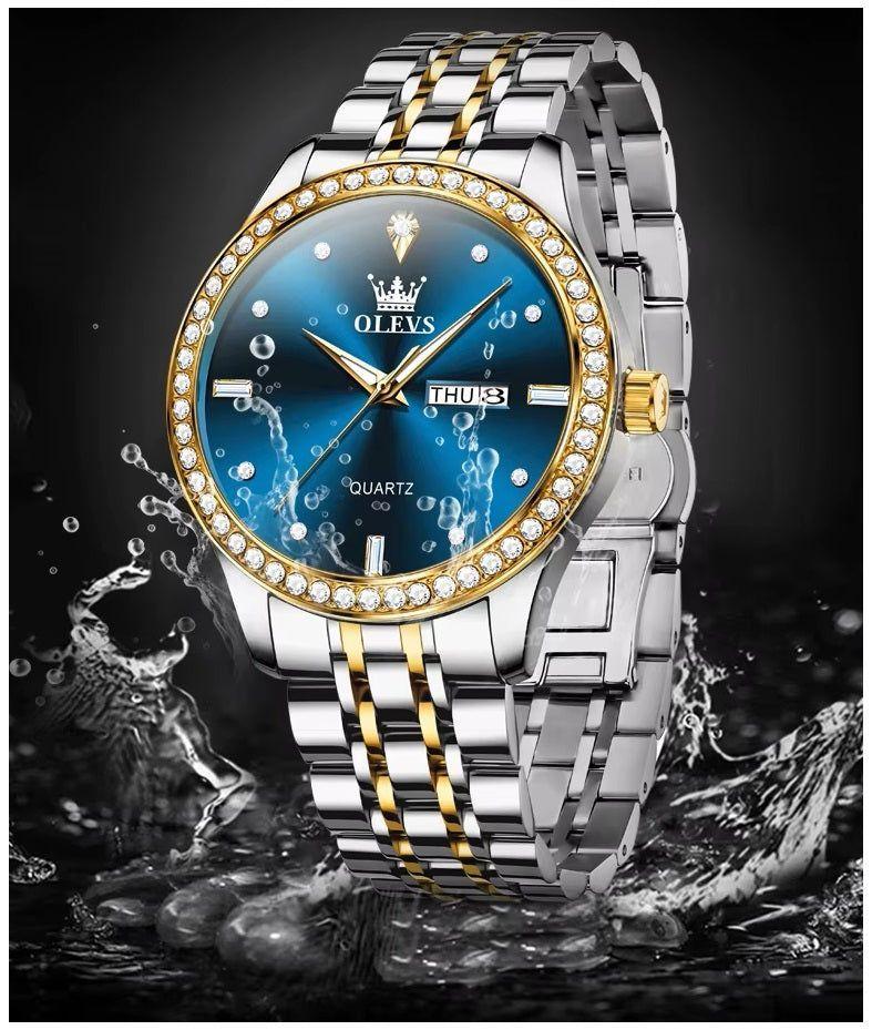Reloj de Lujo para Hombre Diseño Clásico y Esfera Azul Real Acero Inoxidable Movimiento de Cuarzo-5