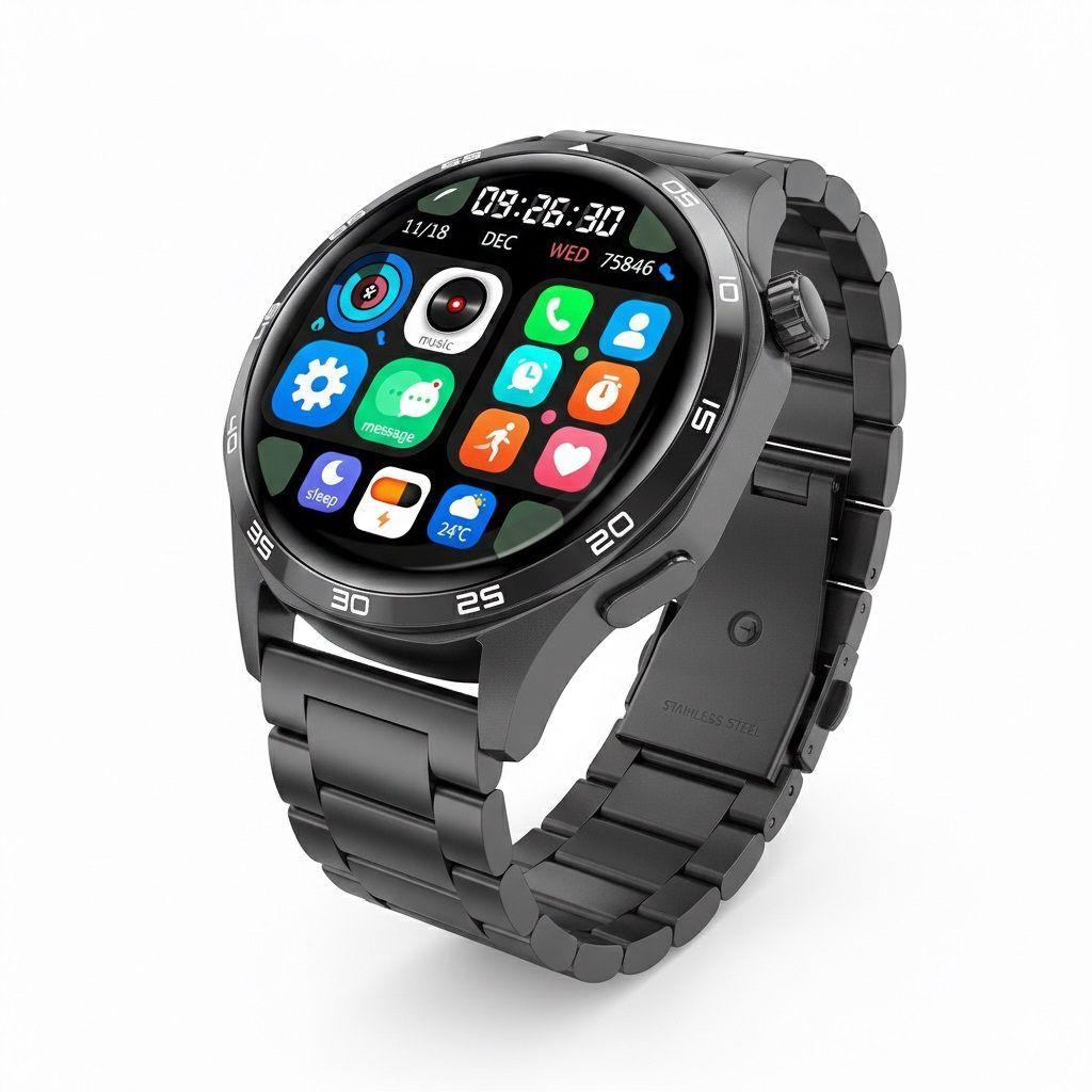 Smartwatch GT5 PRO Correa Metálica y Silicona Monitor Salud 247 Bluetooth Notificaciones Compatible-0