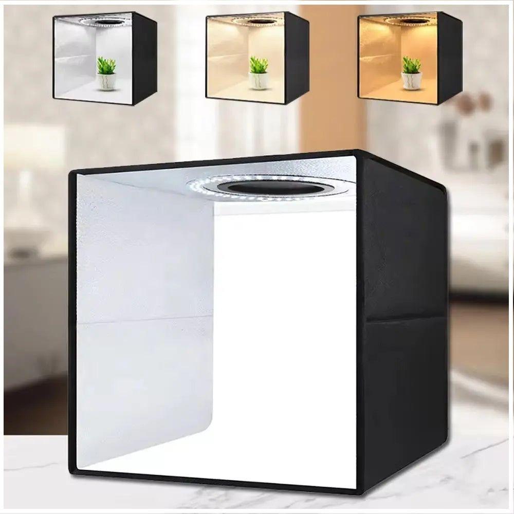 Estudio Portátil Caja Luz Fotográfica Plegable 30cm Luces LED Anillo-2
