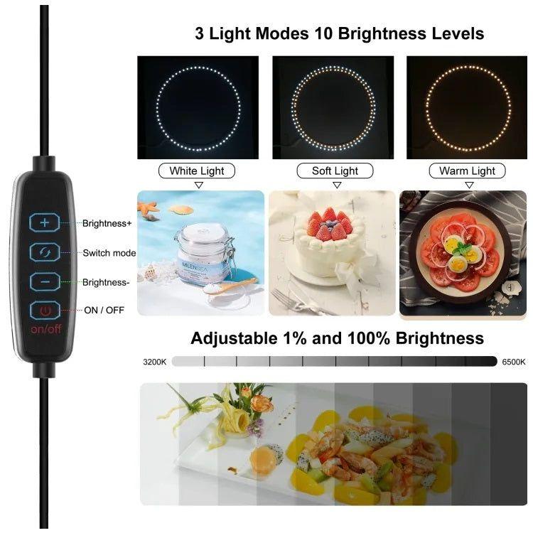 Estudio Portátil Caja Luz Fotográfica Plegable 30cm Luces LED Anillo-4