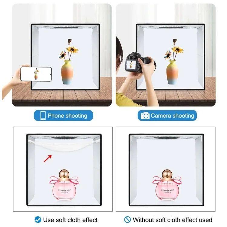 Estudio Portátil Caja Luz Fotográfica Plegable 30cm Luces LED Anillo-5