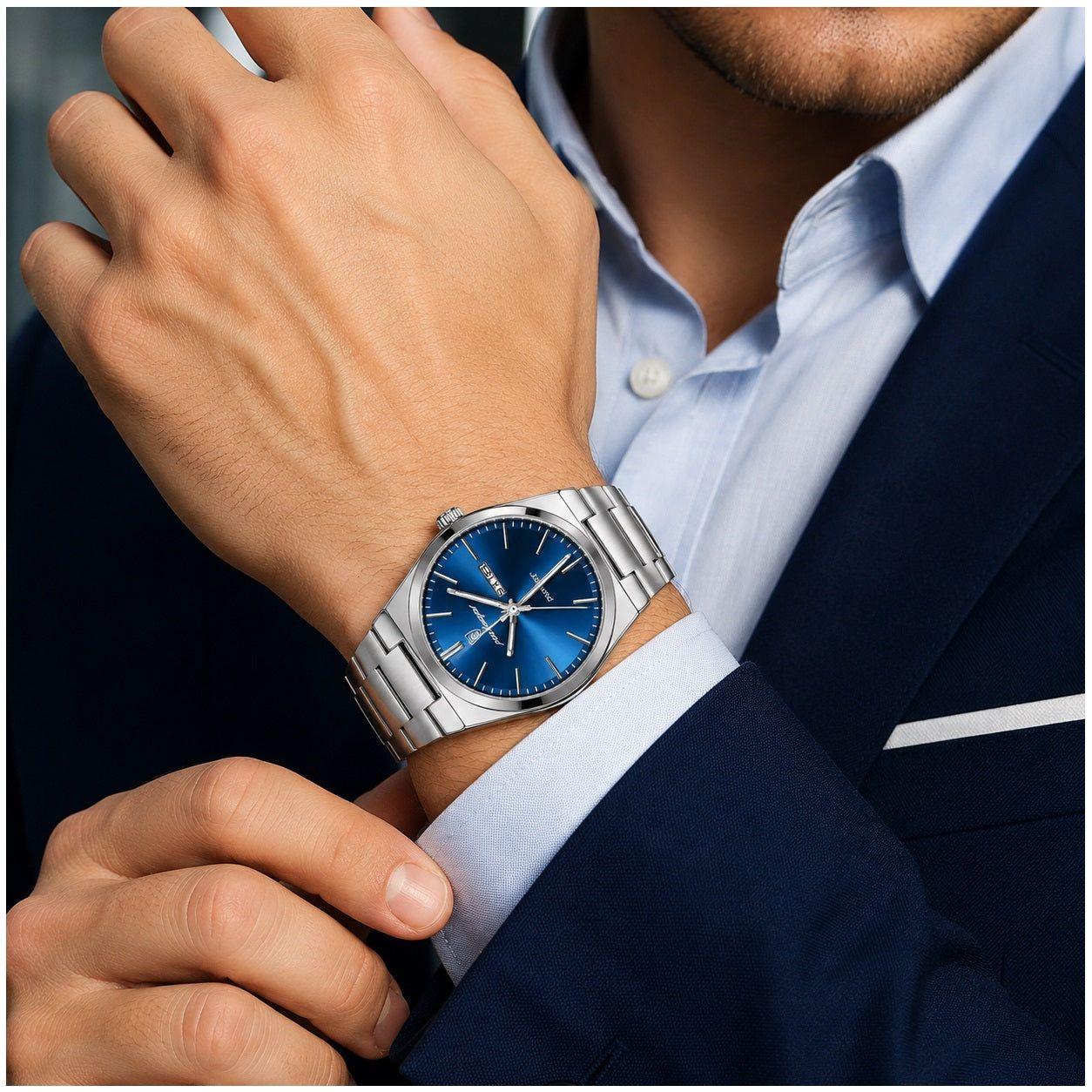 Reloj Analógico de Cuarzo para Hombre 40 mm con Calendario, Cristal Hardlex, Acero Inoxidable, 3-1