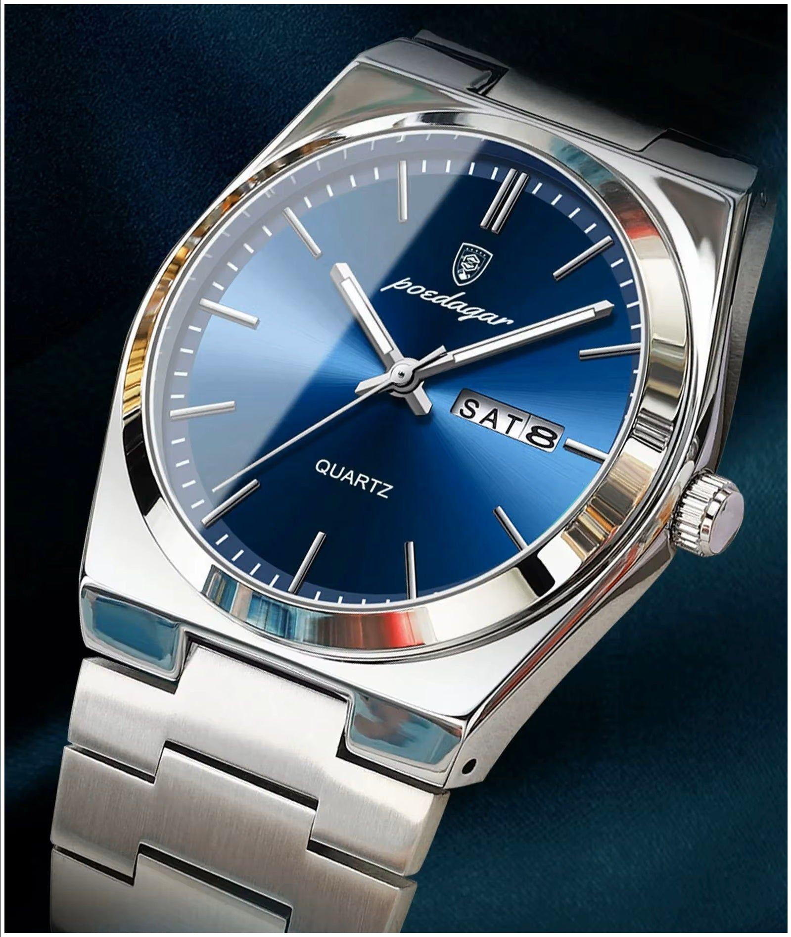 Reloj Analógico de Cuarzo para Hombre 40 mm con Calendario, Cristal Hardlex, Acero Inoxidable, 3-4