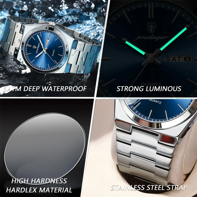 Reloj Analógico de Cuarzo para Hombre 40 mm con Calendario, Cristal Hardlex, Acero Inoxidable, 3-5