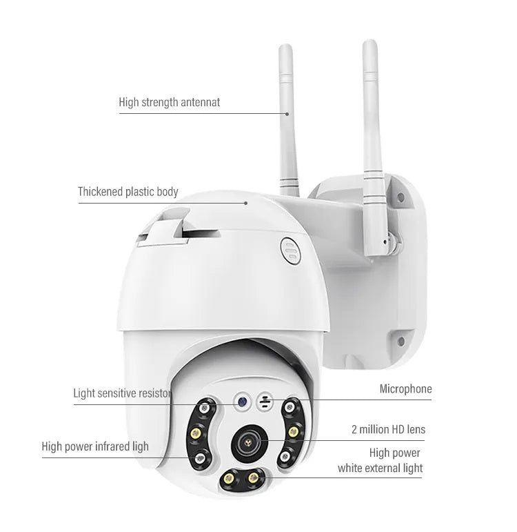 Cámara de Seguridad WiFi 1080P Visión Nocturna Rotación 360° IP66-2