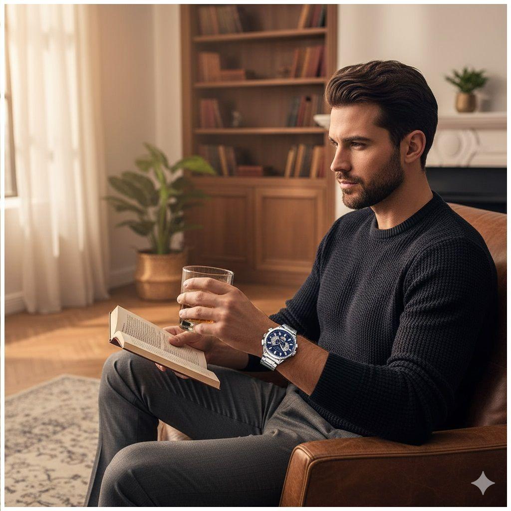 Reloj Hombre Acero Inoxidable Cuarzo Cronógrafo Diseño Elegante-5
