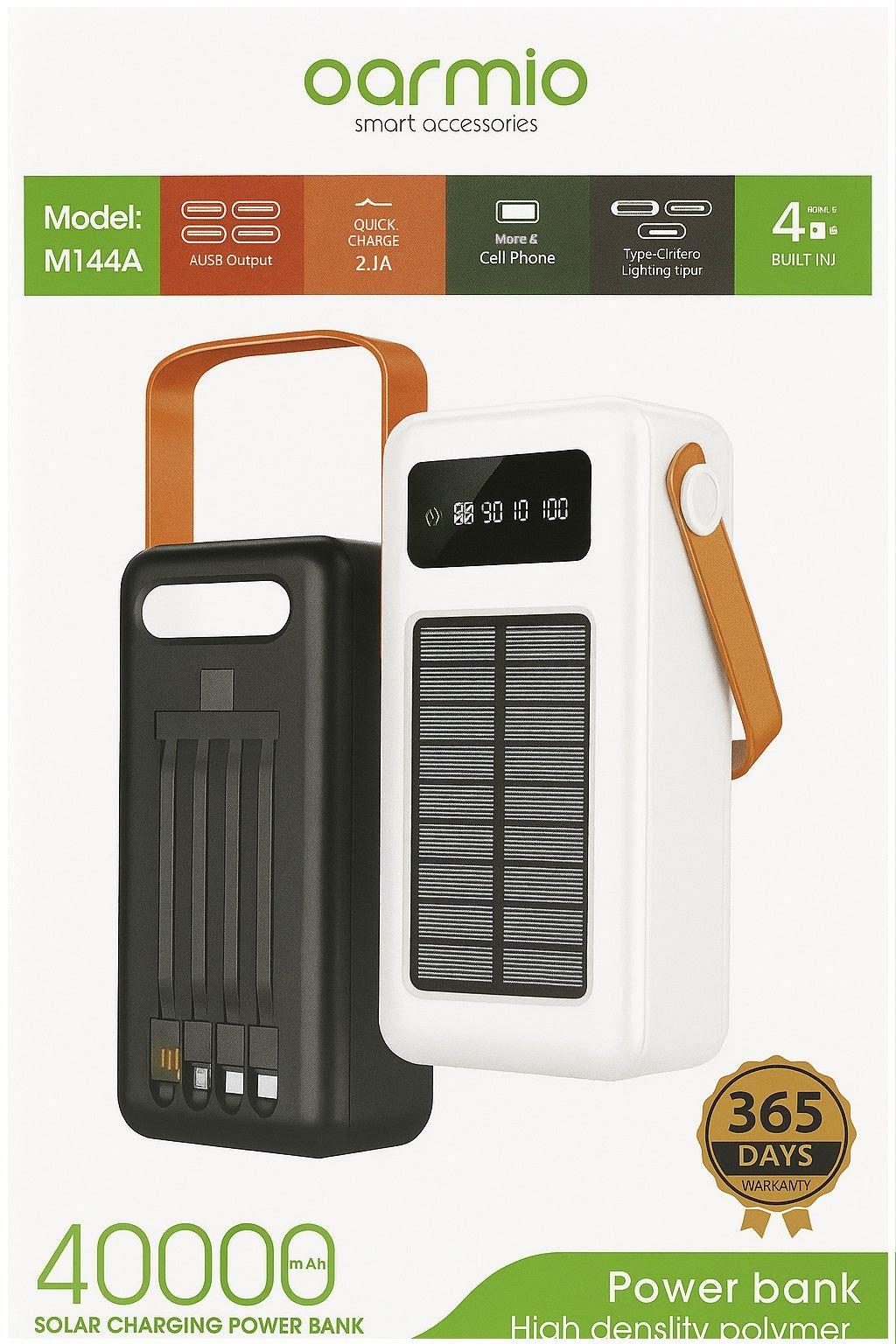Batería Portátil Power Bank Solar 40000mAh Cables Integrados Luz LED-4