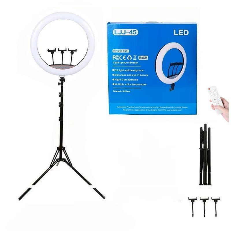 Aro LED de 18 Pulgadas y 45cm 3 soportes control remoto y atril de 2.10 mts-5