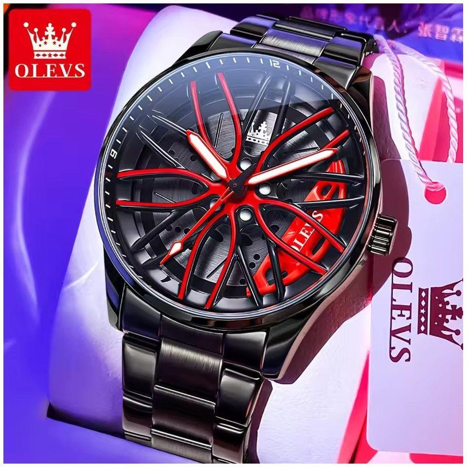 Reloj para Hombre con Diseño Exclusivo Llanta de Coche Giratoria-3