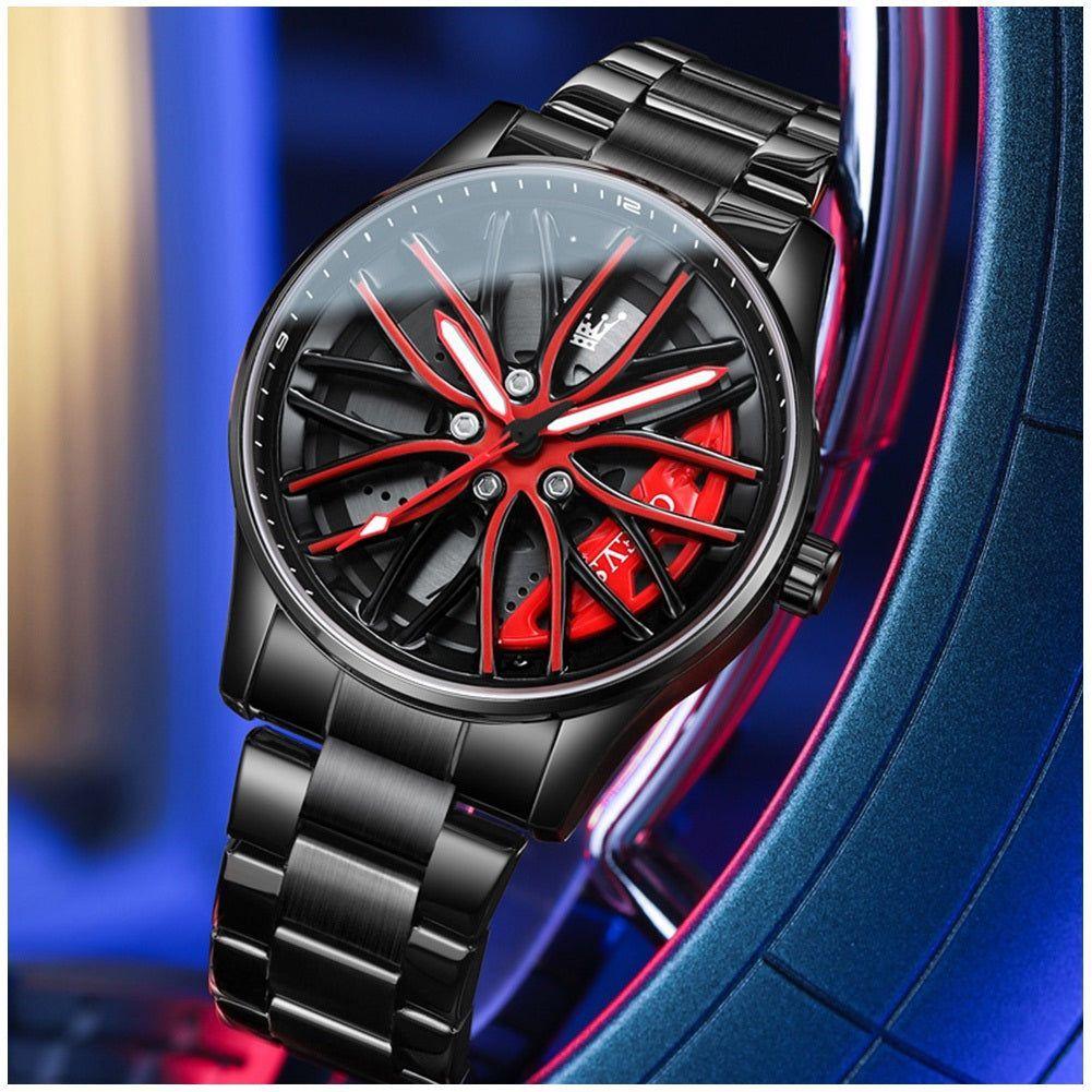 Reloj para Hombre con Diseño Exclusivo Llanta de Coche Giratoria-5