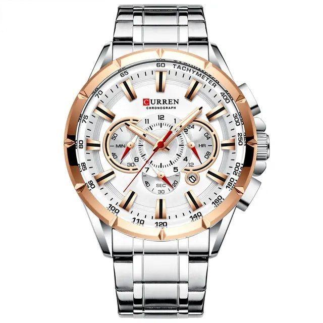 Reloj Hombre Elegante Curren Acero Inoxidable Cuarzo Cronógrafo-0