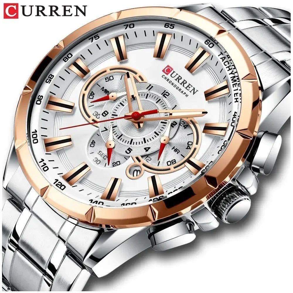 Reloj Hombre Elegante Curren Acero Inoxidable Cuarzo Cronógrafo-4