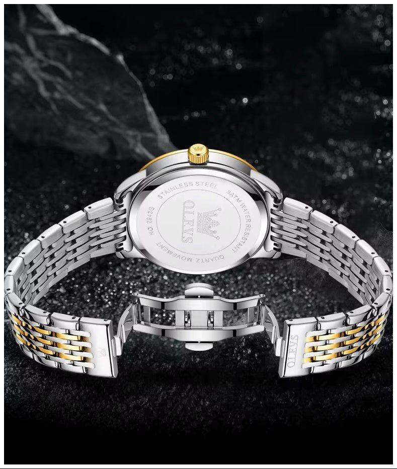 Reloj de Hombre Elegante Movimiento Cuarzo Bicolor Acero Inoxidable-5