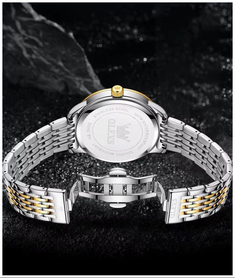 Reloj de Hombre Elegante Movimiento Cuarzo Bicolor Acero Inoxidable-6