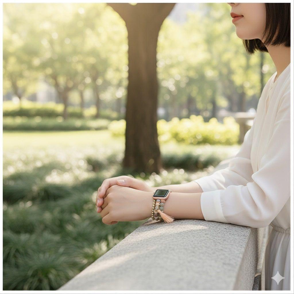 Correa Pulsera Bohemia para smartwatch compatible 42/44 mm Diseño Artesanal con Cuentas Decorativas-4