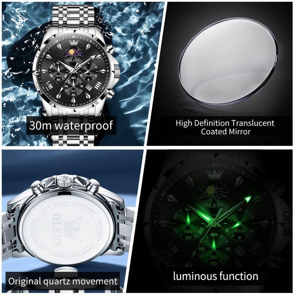 Reloj Deportivo de Cuarzo Multifuncional con Caja de Acero Inoxidable-5