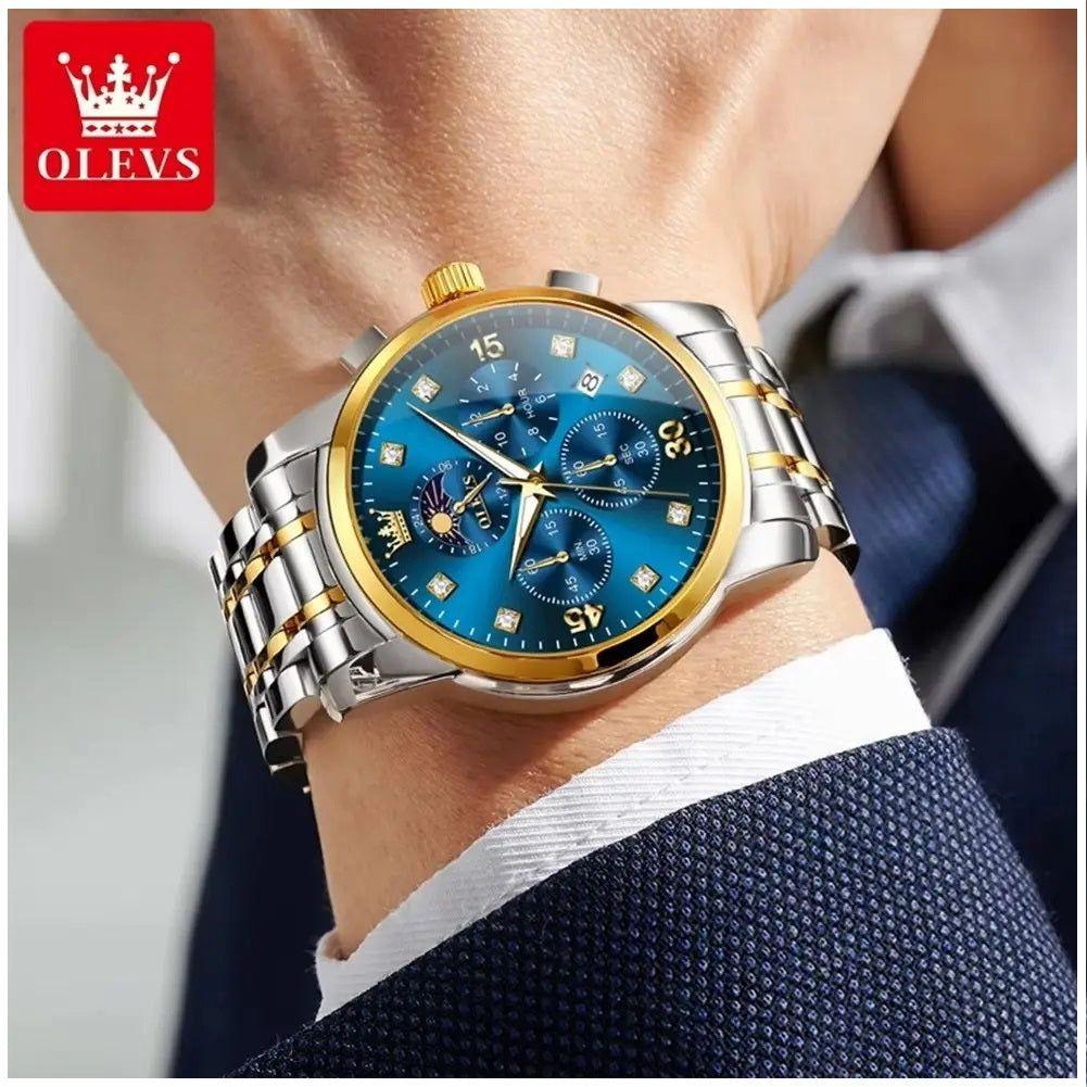 Reloj Hombre Lujo Deportivo y Elegante con Cronógrafo Fase Lunar-1