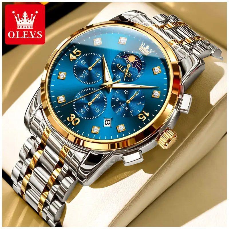 Reloj Hombre Lujo Deportivo y Elegante con Cronógrafo Fase Lunar-5