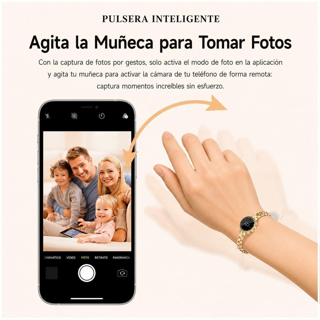 Pulsera Inteligente L6 Mujer IP67 Monitoreo de Salud, Cadena Metálica Elegante, Control por Gestos-3