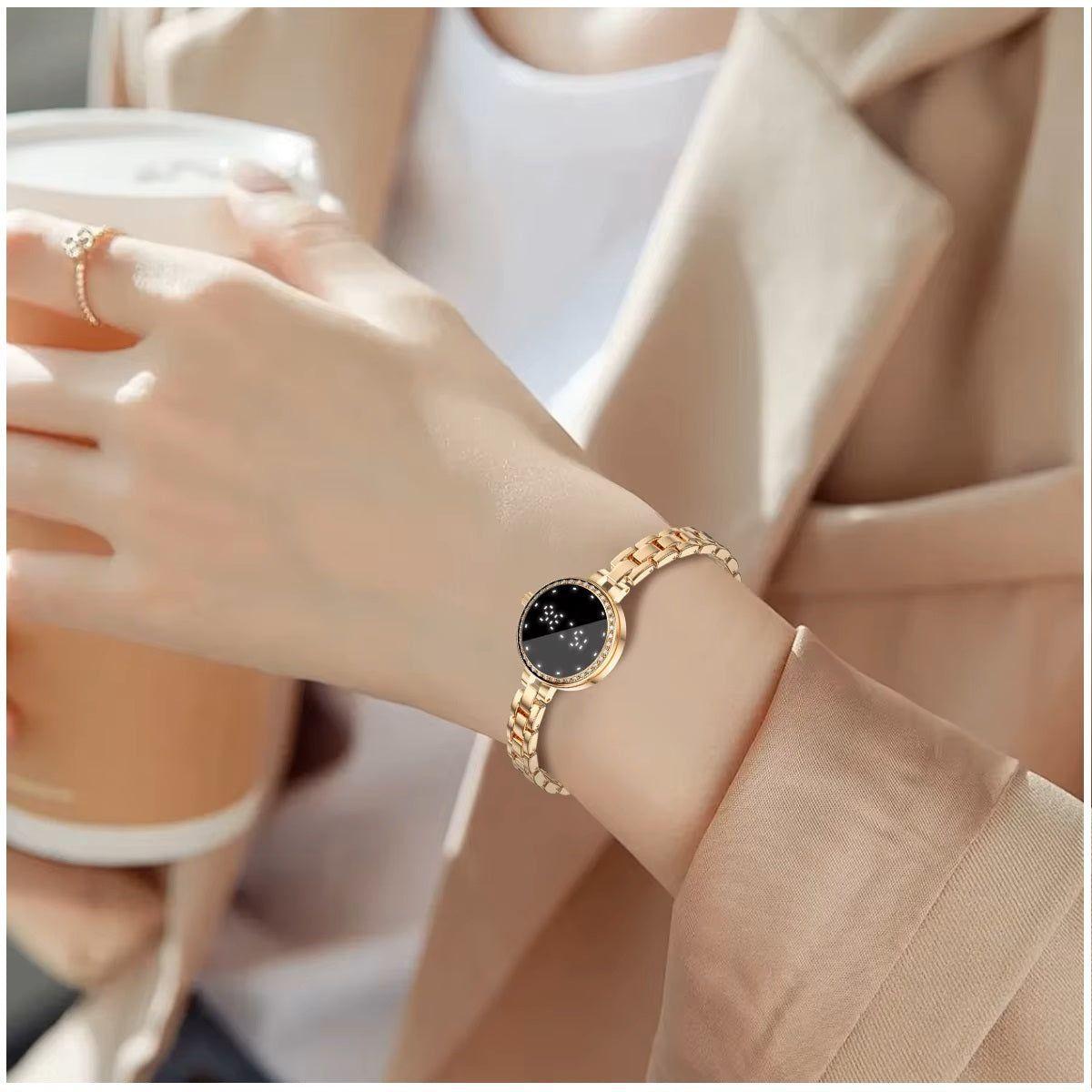 Pulsera Inteligente L6 Mujer IP67 Monitoreo de Salud, Cadena Metálica Elegante, Control por Gestos-4