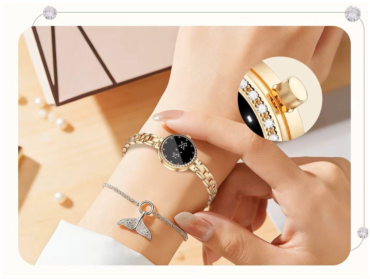 Pulsera Inteligente L6 Mujer IP67 Monitoreo de Salud, Cadena Metálica Elegante, Control por Gestos-5