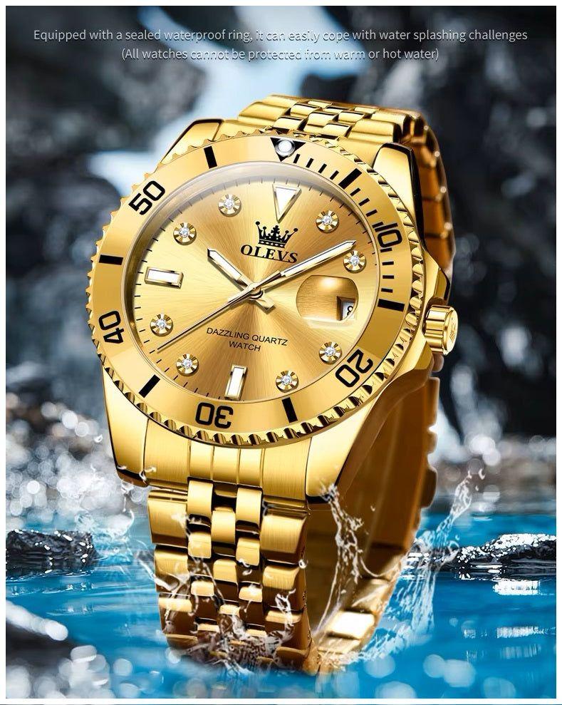 Reloj de Pulsera Dorado para Hombre Diseño Deportivo de Lujo-3