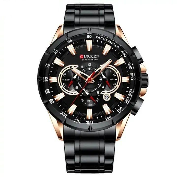 Reloj Hombre Acero Inoxidable Cuarzo Cronógrafo Cristal-0