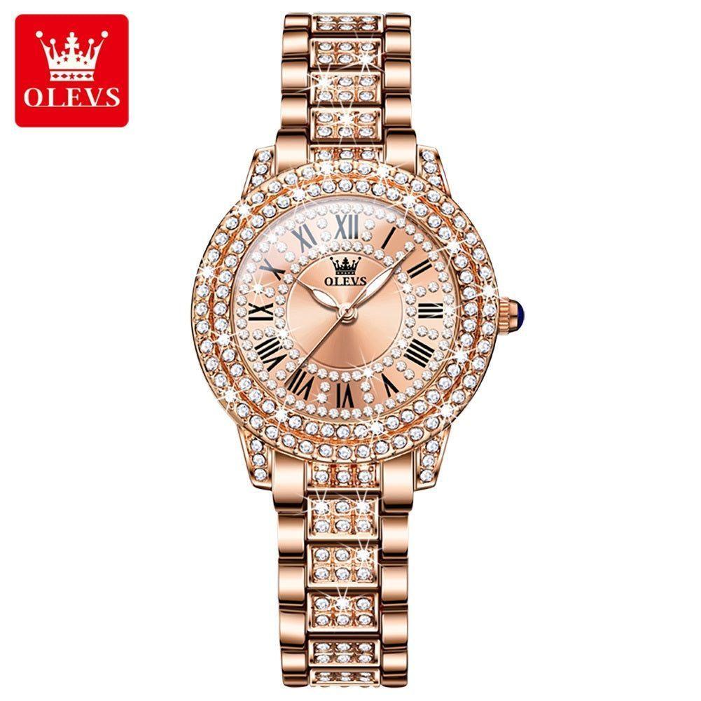 Reloj de Pulsera Elegante para Mujer con Cristales Incrustados, Acero Inoxidable-5