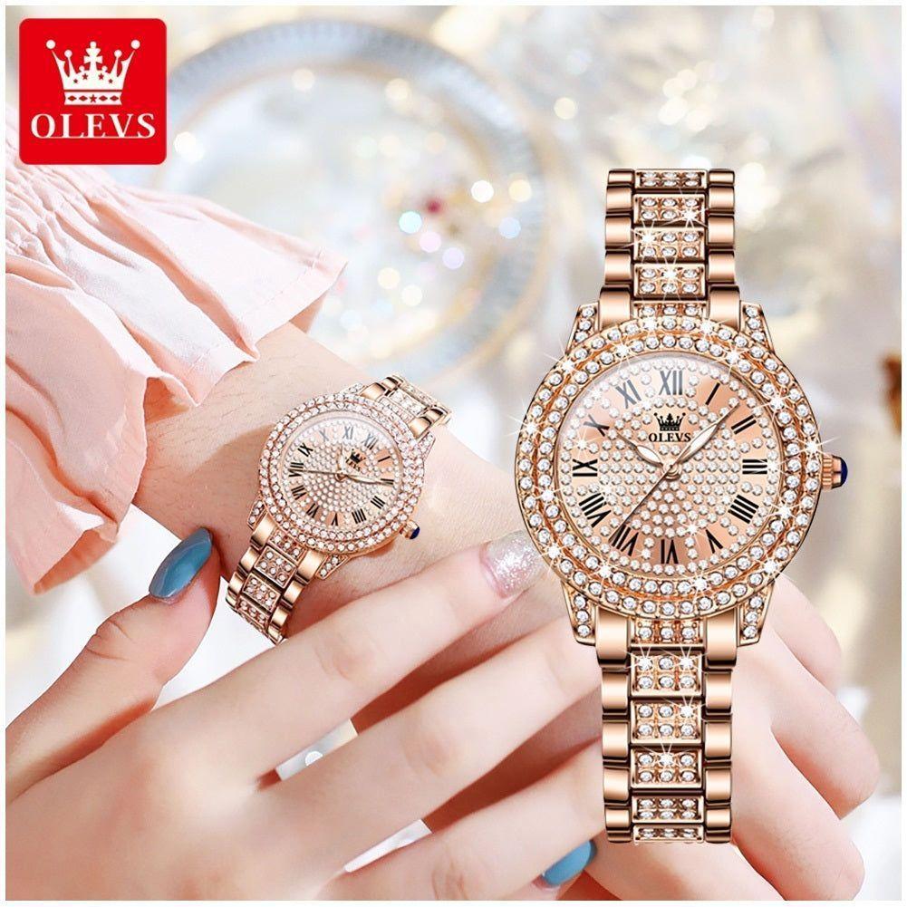 Reloj de Pulsera Elegante para Mujer con Cristales Incrustados, Acero Inoxidable-6